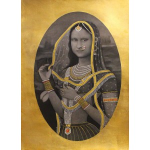 Shamsuddin Tanwri, 21 x 29 Inch, Graphite Gold and Silver Leaf on Paper, Figurative Painting, AC-SUT-030